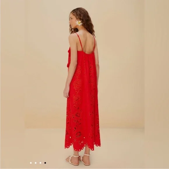 FARM Rio Red Flowers Richelieu Lenzing™ Ecovero™ Euroflax™ Maxi Sundress Dress - Picture 4 of 4